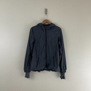 Lululemon Downtime Hooded Full Zip Grey Rain Jacket Size 8